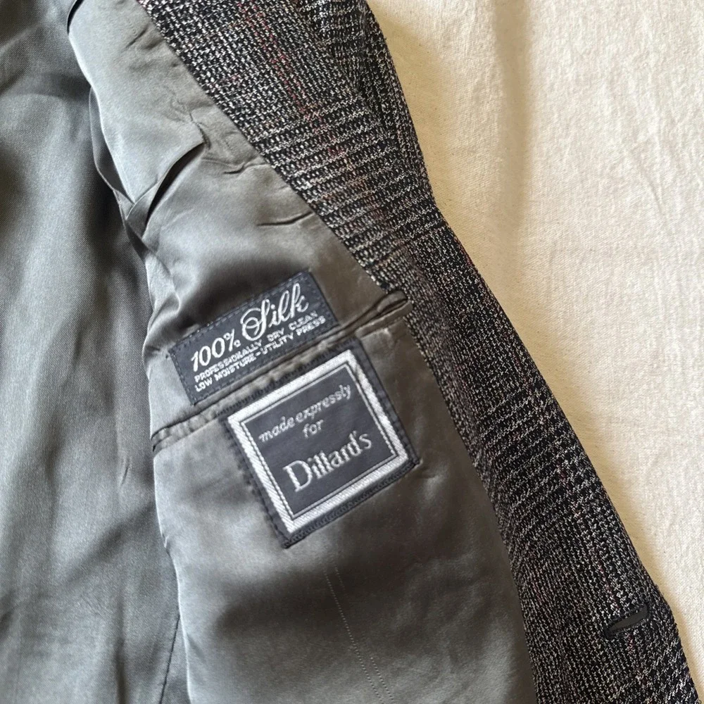 VTG Christian Dior Monsieur Blazer Jacket Mens 40R 100% Silk Plaid Check